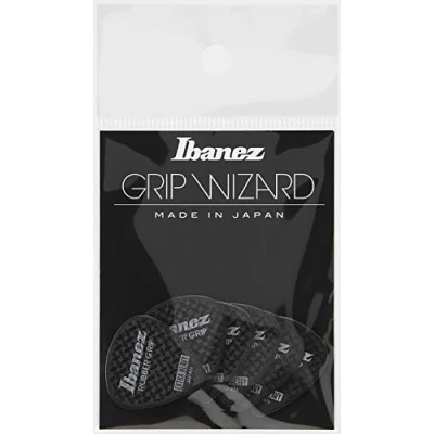 Image of IBANEZ Grip Wizard Series (PPA16XRG BK) Rubber Flat Pick Black Pack of 6