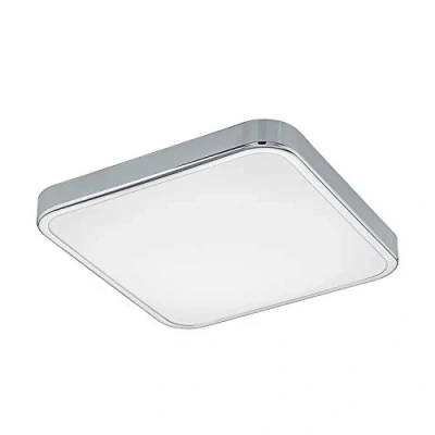Image of Eglo Lighting Manilva Led Square Bathroom Flush Ceiling Light Chrome IP44