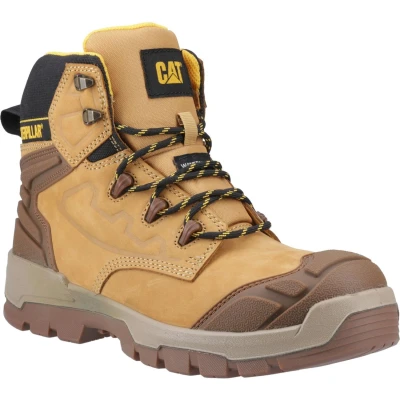 Image of Caterpillar Mens Striver Leather Safety Boots (10 UK) (Black/Honey/Yellow)