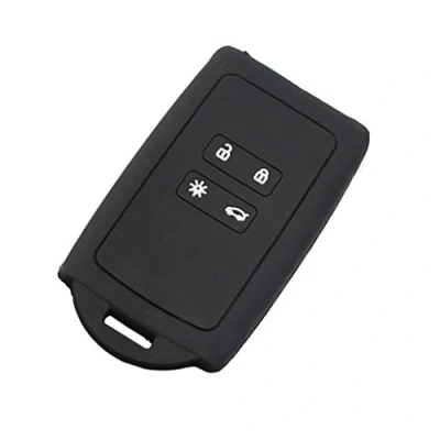 Image of Happyit Silicone Car Key Case Cover for Renault 2016 2021 Kadjar 4 Buttons Remote Control Skin Protector Accessories (Black)