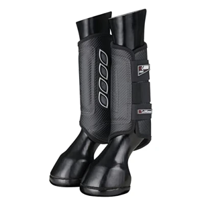 Image of LeMieux Carbon Air XC Cross Country Hind Horse Boots Protective Gear and Training Equipment Equine Boots, Wraps &amp; Accessories (Black/Medium)