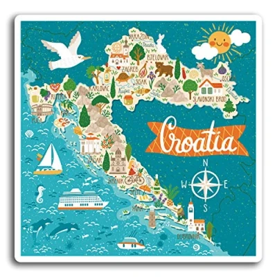 Image of 2 x 10cm Croatia Map Travel Vinyl Stickers Sticker Laptop Luggage #19335 (10cm Wide)
