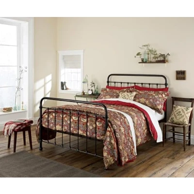Image of Morris &amp; Co Strawberry Thief Duvet Cover Set Crimson, Red