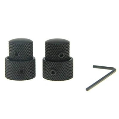 Image of Pack of 2 Metal Dual Concentric Stacked Control Knobs for Electric Guitar Bass Black