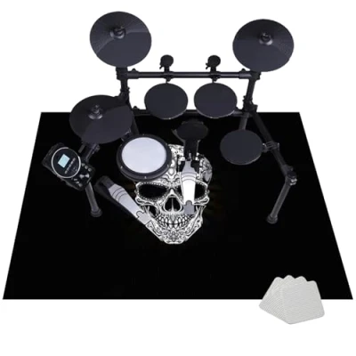 Image of JaevKwzy Soundproof Carpet Drum Rug Kit Mat Professional Non Slip Bass Snare Floor Musical Instrument Sound Absorbing for Electronic 120 x 100 cm