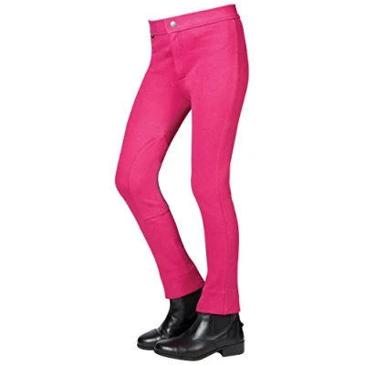 Image of Saxon Warm Up Cotton Childs Jodhpurs Fuchsia Age 7 8 (23&quot; Waist)
