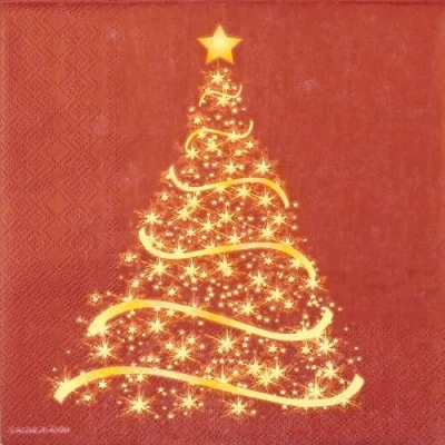 Image of Ambiente Christmas Napkin 33 Centimeter Pack of 20 Shinning Tree (Bordeaux)