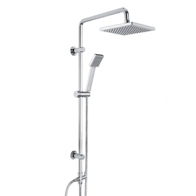 Image of JOHO Shower Slider Rail with Adjustable Holder Bracket Wall Mounted Column 92cm in 304 Stainless Steel Bathroom Set Head and Hose 150CM(ABS 20x20)