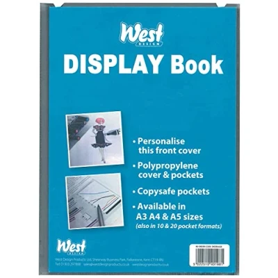 Image of Westfolio Display Book Fixed A3, 10 Clear Plastic Pocket, For Presentation, File Holder, Documents, Certificates, Recipe, School, Art Class, University, College, Homework, Projects