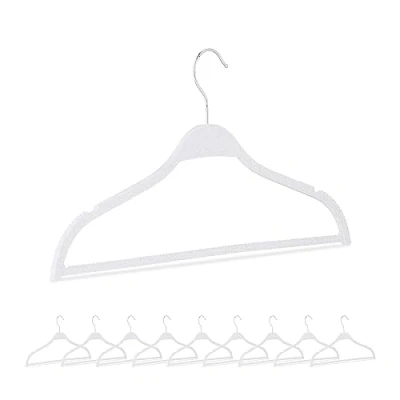 Image of Relaxdays Coat, 10x Set, Space Saving Storage, Thin Clothes Hanger, Organise Closet, Wheat Straw, Plastic, White, Plant fibre, 21 x 41.5 0.6 cm