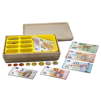Image of WISSNER active learning EURO Money Case, 130 banknotes and 160 coins in a plastic case with insert