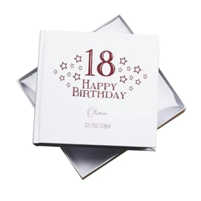 Image of Personalised Any Age Birthday Gift Photo Album Star Design 18th, 21st, 30th, 40th, 50th, 60th