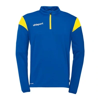 Image of uhlsport Squad 27 1/4 Zip Top, Unisex Pullover Sweater, azurblau/limonengelb,