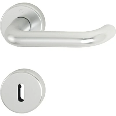 Image of Hoppe Paris Door Handle Set with Rosette BB Deadlock, Anodised Silver, 3280520