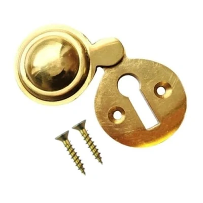 Image of TERF® Polished Brass Victorian Escutcheon Covered 35mm Keyhole Cover including Fixing Screw Pack of 1