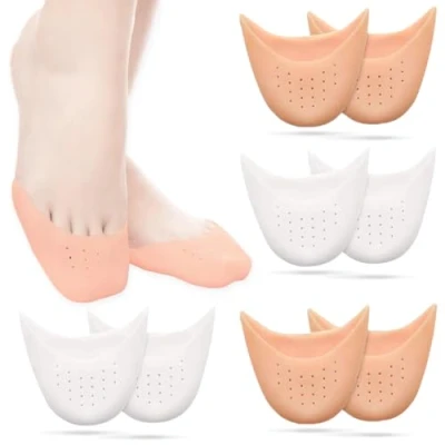 Image of Soft Silicone Gel Toe Protectors Covers, 4 Pairs Caps with Breathable Hole, Metatarsal Pads Forefoot Cushion, Ballet Pointe Dance High Heel Shoe Pads, Pain Relief Covers