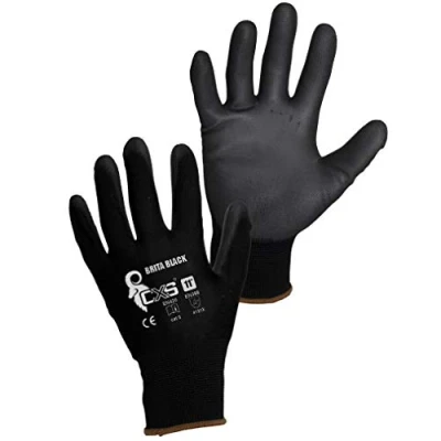 Image of CXS (Pack of 12 Brita work gloves non slip seamless assembly for automotive industry repair work, gloves, car service, DIY (11, black)