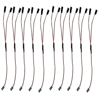Image of 10Pcs 20cm JR Servo Extension Cable, Y Harness RC Splitter Cable Lead Connector, 3 Pin Cord Plug 1 Male Head with 2 Female