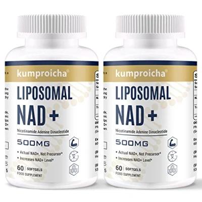 Image of Liposomal NAD+ 500mg with TMG 250mg Softgels, Actual Supplement for Cellular Repair &amp; Energy Metabolism(120 Count)