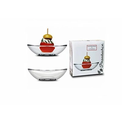 Image of Pasabahce Set of 6 Clear Glass Tapas Small Dessert Appetizer Serving Dish Bowls