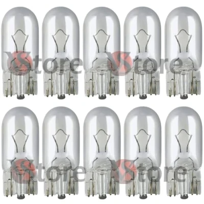 Image of T10 W5W W2.1x9.5d Glass Base Lamp 12V 5W Car Light Bulbs (Pack of 10)