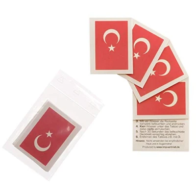 Image of 10 x Turkey Flag Tattoo Fan Set European Championship 2021 Temporary Body (10)