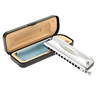 Image of East top Chromatic harmonica A, 12 Hole 48 Tune Mouth Organ key of A for Adults, Professionals and lovers (key A)