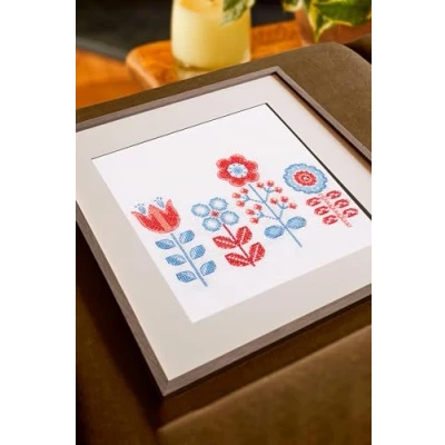 Image of DMC Cross Stitch Kit Folk Flowers by Jo Aston Easy