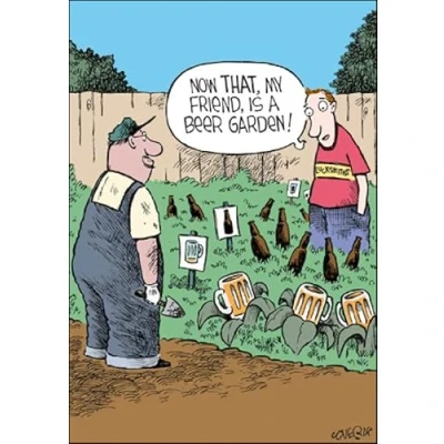 Image of Woodmansterne General Male Funny Blank/Birthday Card for Men Beer Garden Cartoon Sketch Eco Friendly &amp; Recyclable Printed in the UK