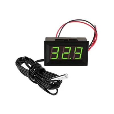 Image of FBBULES 12V Digital Thermometer with Probe Water Temperature Meter Gauge Waterproof Electronic for Aquarium Fish Tank Refrigerator,Green