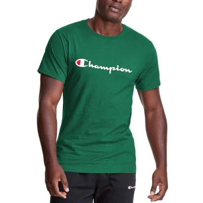 Image of Champion Men&#039;s Classic Jersey Graphic Tee Kelly Green T Shirt, XL