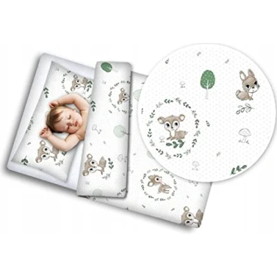 Image of BABYMAM 2pc Cotton Baby Bedding Cot Toddler Duvet Cover and Pillowcase Set to Fit Bed 120x90cm Fairytale Forest