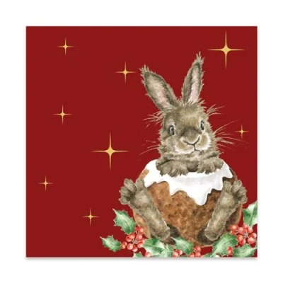 Image of Wrendale Designs by Hannah Dale Merry Little Christmas&#039; Rabbit Lunch Napkin