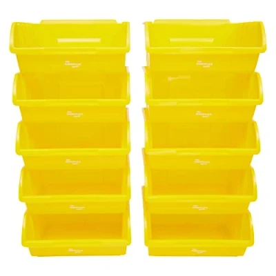 Image of The Workplace Depot Large Plastic Stackable Storage Bins Pack of 10 130(H) x 290(W) 241(D) mm (Yellow)