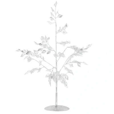 Image of Shudehill Giftware Shimmer Leaves Christmas Tree Standing Sparkly Ornament Silver or Gold, 35cm 45cm Sizes (Silver, 35cm)