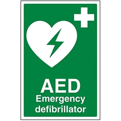Image of V Safety AED Emergency Defibrillator Sign 200mm x 300mm 1mm Rigid Plastic