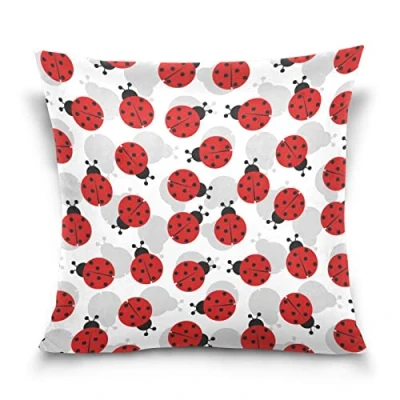 Image of 45cmx45cm Throw Pillow Covers, Cute Ladybird Pattern Decorative Case Square Pillowcase Cushion for Sofa Couch Living Room Bedroom
