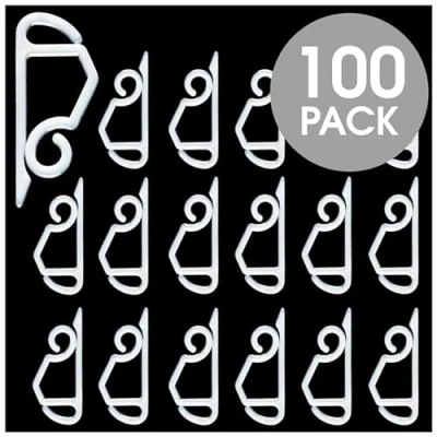 Image of Hang Ups 100 Clear Plastic Gutter Hooks Outdoor Light Clips, Shingle for Christmas Decoration Outside String Lights, Seasonal Fairy