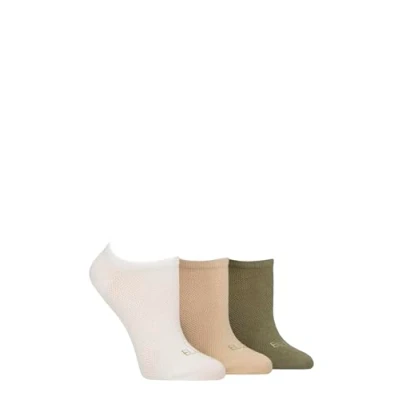 Image of Women&#039;s 3 Pair Elle Sport Mesh Bamboo No Show Socks Khaki / White Beige 4 8