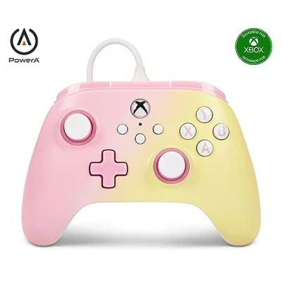 Image of PowerA Advantage wired Controller for Xbox Series XS Pink Lemonade, gamepad, video game controller, gaming USB C, Works with One, Officially Licensed