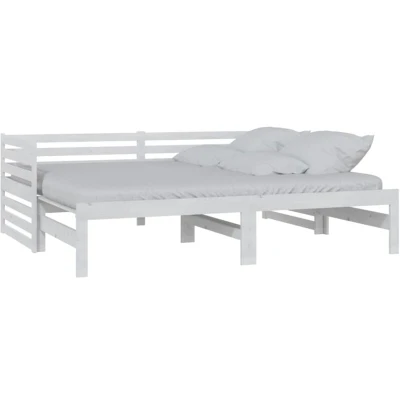 Image of vidaXL Pull out Day Bed without Mattress White 2x(90x200)cm