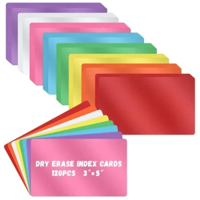 Image of 120 Pcs Dry Erase Index Cards Notecards Blank Reusable Flash Sheets Game Study Business Note for School Office Housework Taking To Do List(Colorful, 3 x 5 Inch)