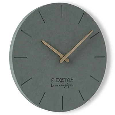Image of FLEXISTYLE Wall Clock, Engineered Wood, Grey (Grey 1), 30 cm