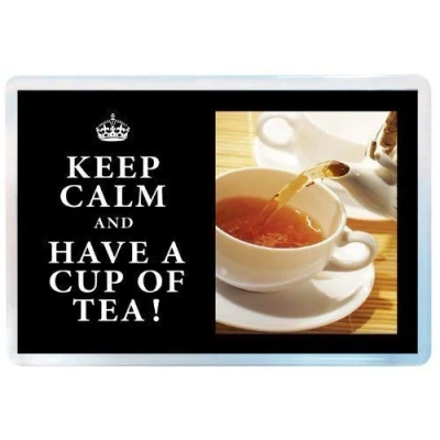 Image of Keep Calm and Have a Cup of Tea Fridge Magnet (Saucer), Tea, Coffee Lover, Novelty (18)