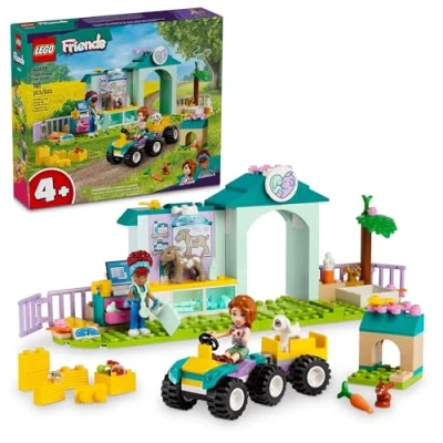 Image of LEGO Friends Farm Animal Vet Clinic Toy, Pretend Play Building Kit, Gift for 4 Year Old Girls and Boys, Includes 2 Mini Doll Characters 3 Animals, Toy Accessories, 42632