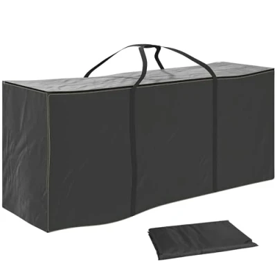 Image of Outsunny 720 L Outdoor Garden Cushion Storage Bag, Heavy Duty 600D Oxford Fabric Waterproof Furniture Bag with 2 Way Zip for Tent, Christmas Tree, 175 x 55 75 cm, Black