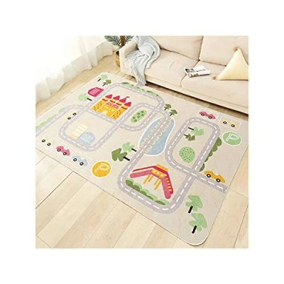 Image of TYKTZXY Kid Rug Playmat for Toy Cars, Play Area Carpet with Rubber Backing, Children Bedroom Room 80cmx120cm(2&#039;7&quot;x3&#039;11&quot;)