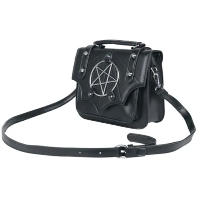 Image of Banned Moloch Pentagram Satchel Bag Crossbody Batwing Gothic Faux Leather