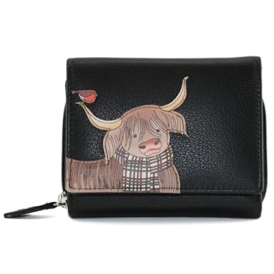 Image of Mala Leather Callum The Coo Medium Tri Fold Purse (Black) 3665 23