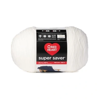 Image of Red Heart Super Saver 1000gm White Yarn 1 Pack of 35.2oz/998g 100% Acrylic #4 Worsted (Medium) 1860 Yards for Knitting, Crocheting, Crafts &amp; Amigurumi